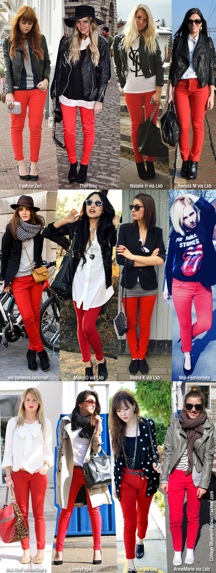 How To Wear: Red Skinny Jeans - Blue is ...