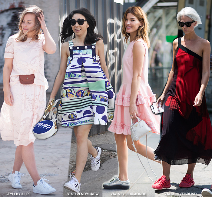 How to Wear Dress + Sneakers for Summer - Blue is in Fashion this Year