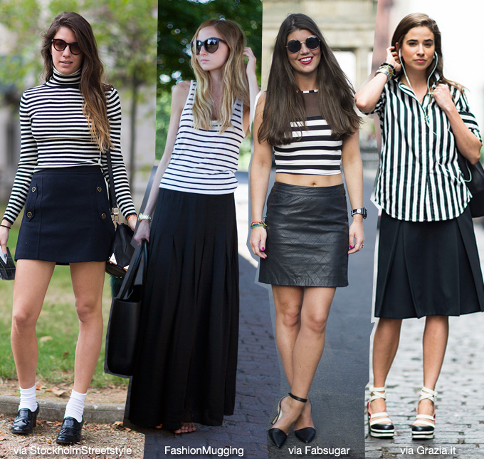 How to Wear / Basic: Striped Top + Black Skirt - Blue is in Fashion ...